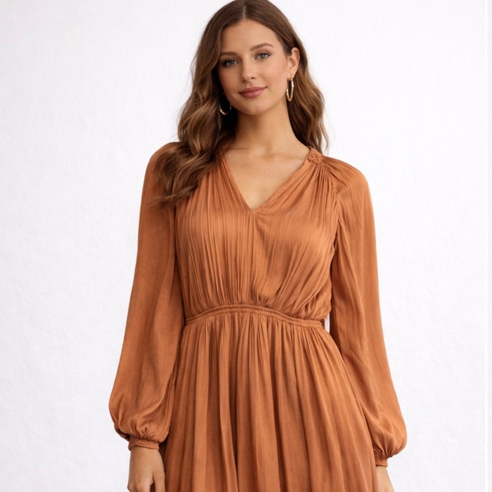 Current Air Terracotta Long Sleeve Dress